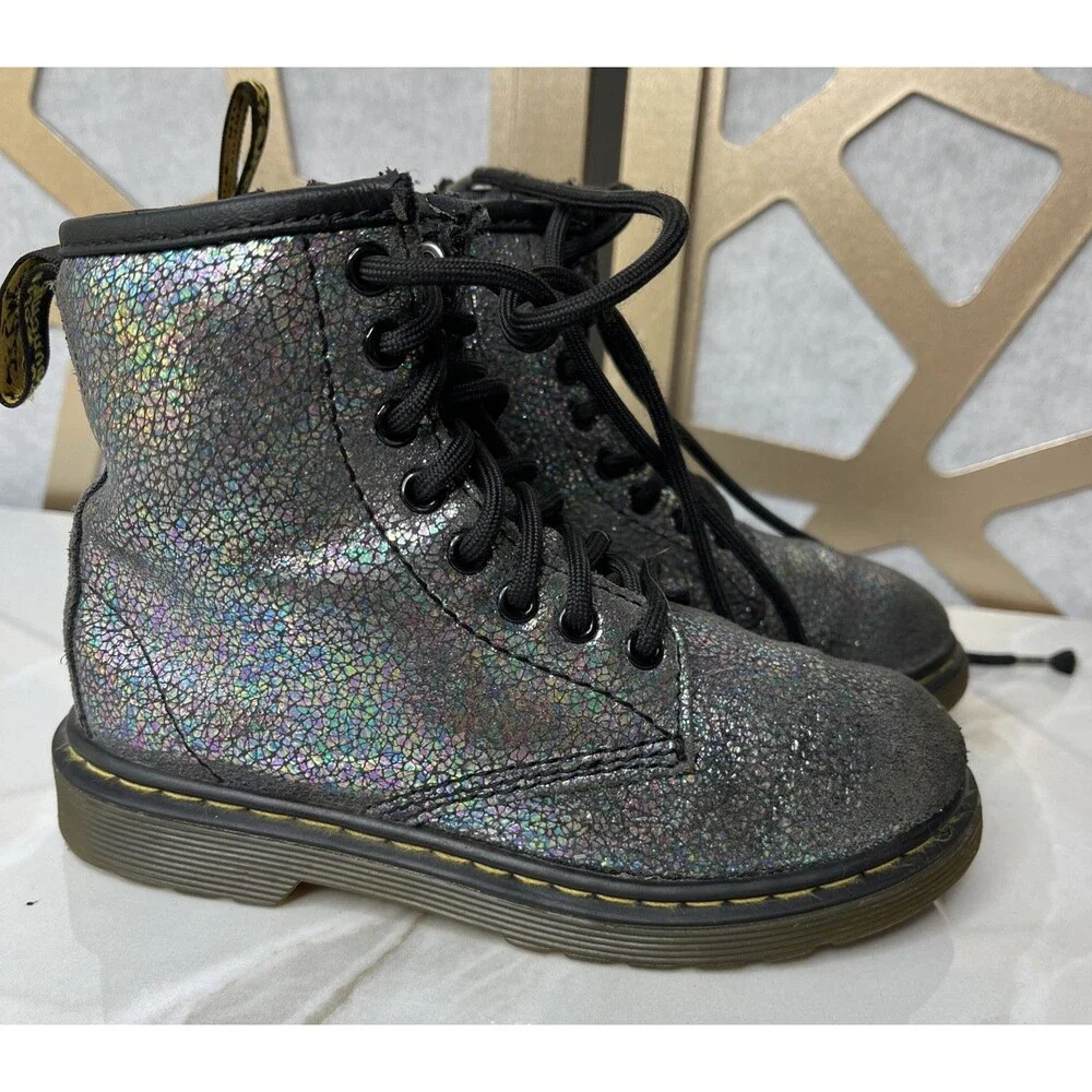 Dr. Martens ankle Boots Toddler Girls us 11 uk 10 Delaney  Gray Lace Up Zip